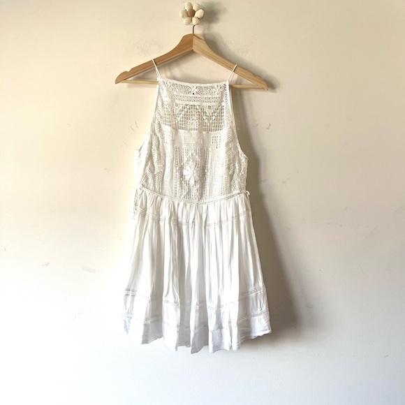 Free People  White Crochet Free People Emily Dress Boho - Picture 4 of 13